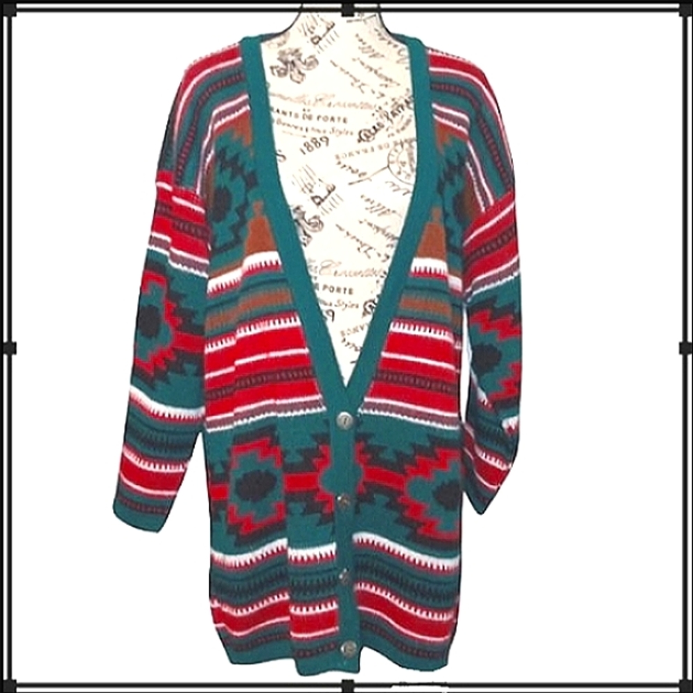 Vintage Southwestern Style Oversized Cardigan Size Lg